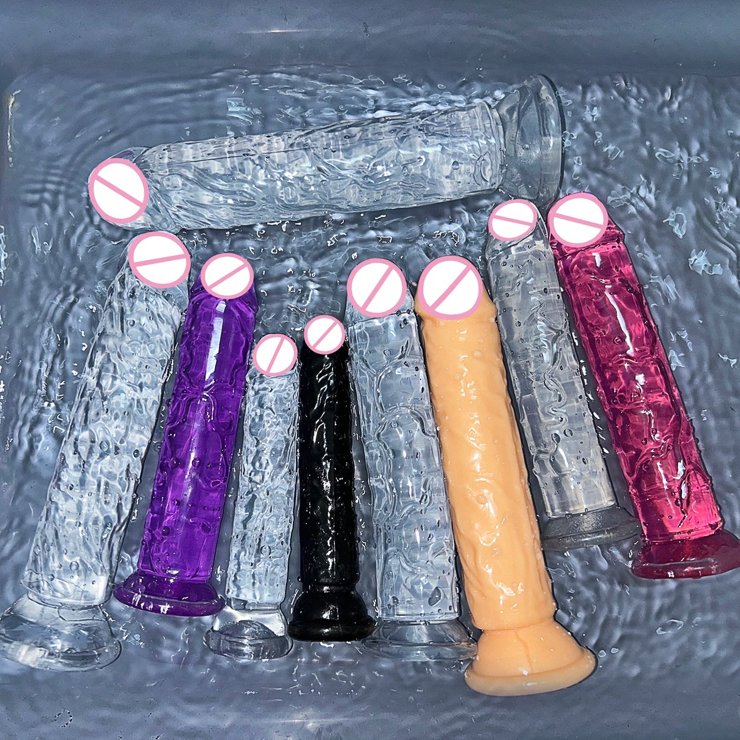 Malomalo Dildo Transparent Ventouse 5 Couleurs - Étanche