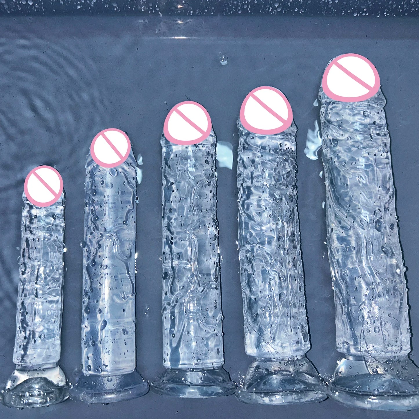 Malomalo Dildo Transparent Ventouse 5 Couleurs - Étanche