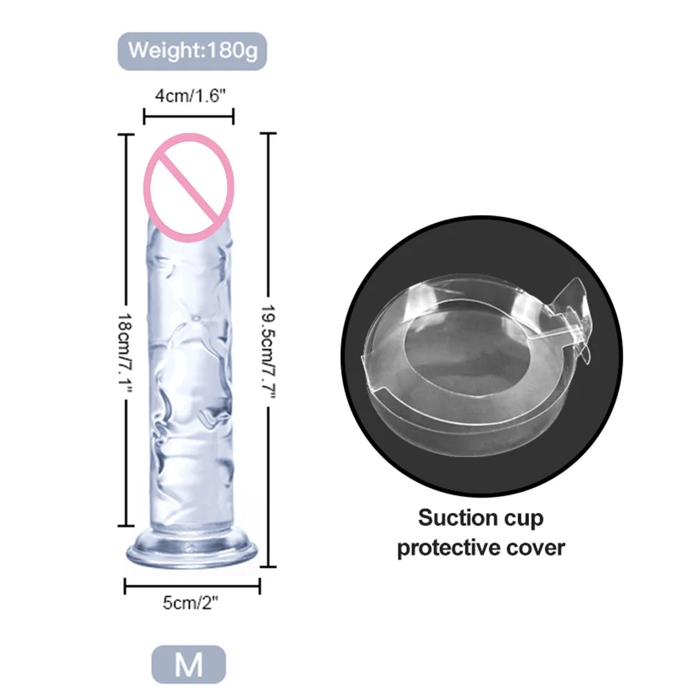 Big Jelly Dildo Realistic Crystal Clear Dildo Suction Cup Huge Transparent Penis Dick Anal Sex Toys For Woman Lesbian Adult