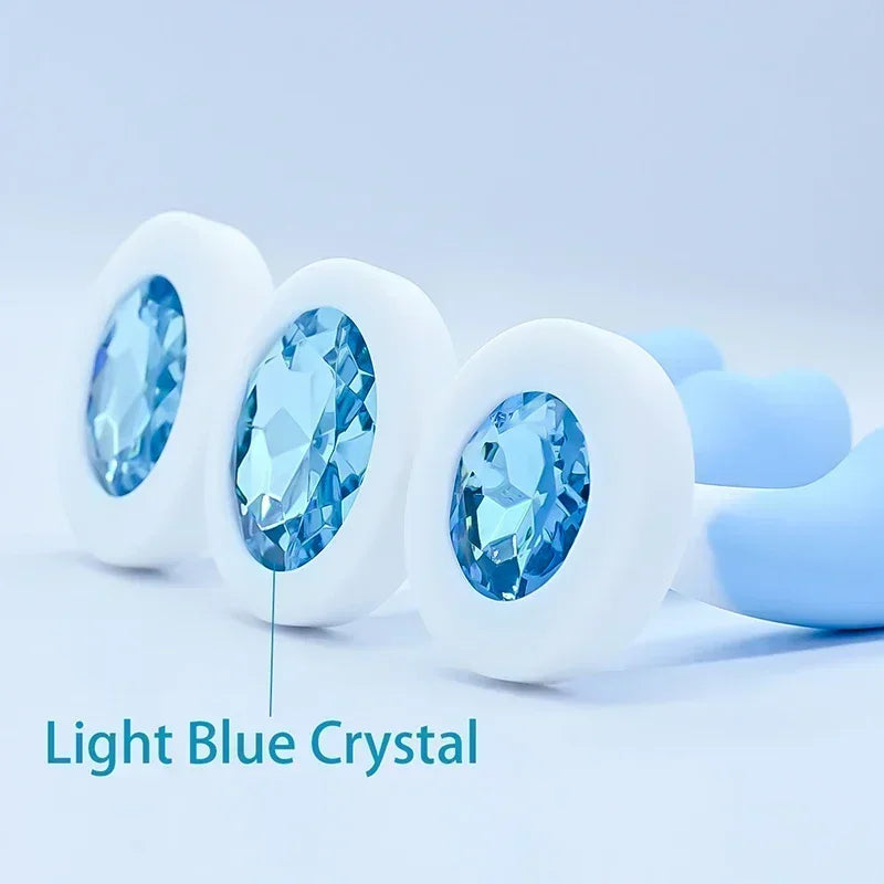 Butt Plug Silicone Rubber 3 Sizes Crystal Gemstone Base Anal Plug BDSM Prostate Massager Masturbation Adult Sexy Tоy for Women
