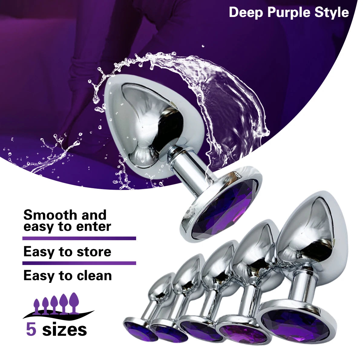 Howcooool Plug Anal Métal Base 5Tailles DébutantEx - Hygiène