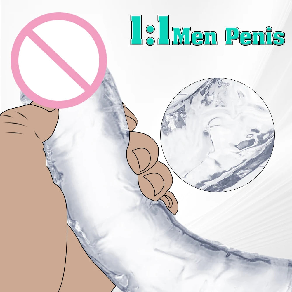 Big Jelly Dildo Realistic Crystal Clear Dildo Suction Cup Huge Transparent Penis Dick Anal Sex Toys For Woman Lesbian Adult