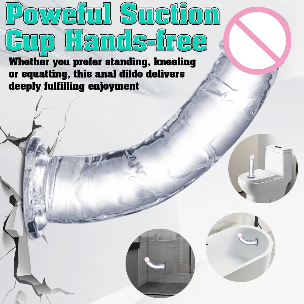 Big Jelly Dildo Realistic Crystal Clear Dildo Suction Cup Huge Transparent Penis Dick Anal Sex Toys For Woman Lesbian Adult