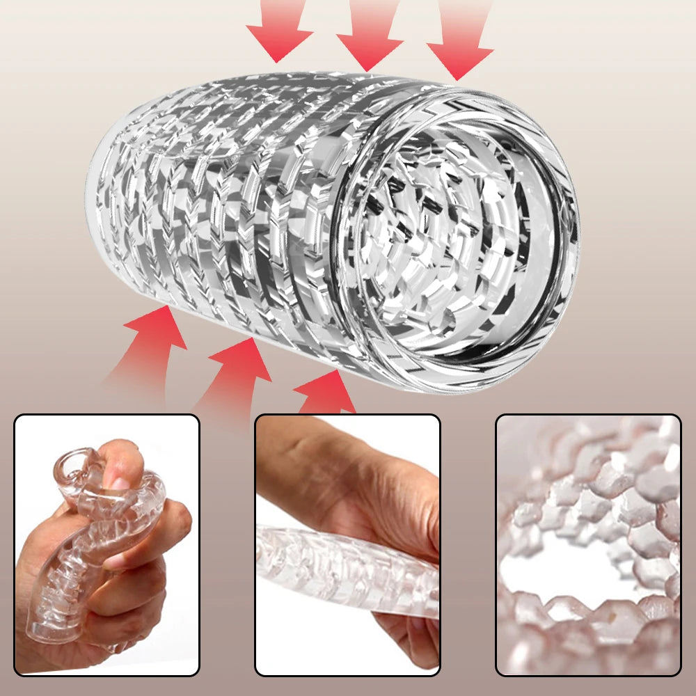 Transparent TPE Real Touch Airplane Cup Male Masturbator Super Simulation Private Parts Design Easy To Clean Adult  Sex Toys