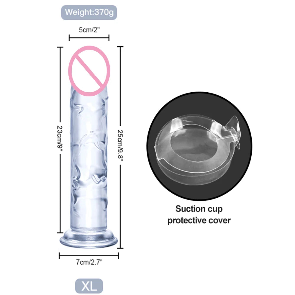 Big Jelly Dildo Realistic Crystal Clear Dildo Suction Cup Huge Transparent Penis Dick Anal Sex Toys For Woman Lesbian Adult