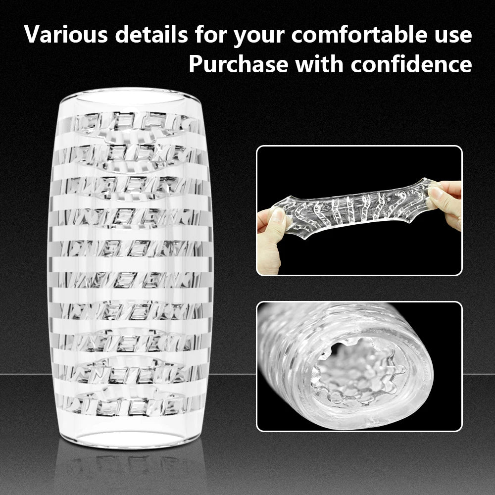 Transparent TPE Real Touch Airplane Cup Male Masturbator Super Simulation Private Parts Design Easy To Clean Adult  Sex Toys