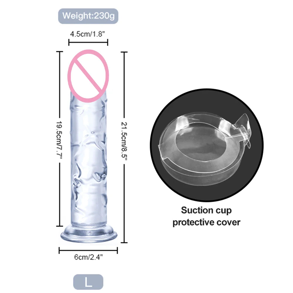 Big Jelly Dildo Realistic Crystal Clear Dildo Suction Cup Huge Transparent Penis Dick Anal Sex Toys For Woman Lesbian Adult