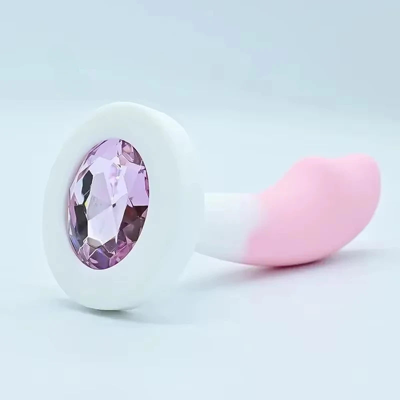 Butt Plug Silicone Rubber 3 Sizes Crystal Gemstone Base Anal Plug BDSM Prostate Massager Masturbation Adult Sexy Tоy for Women