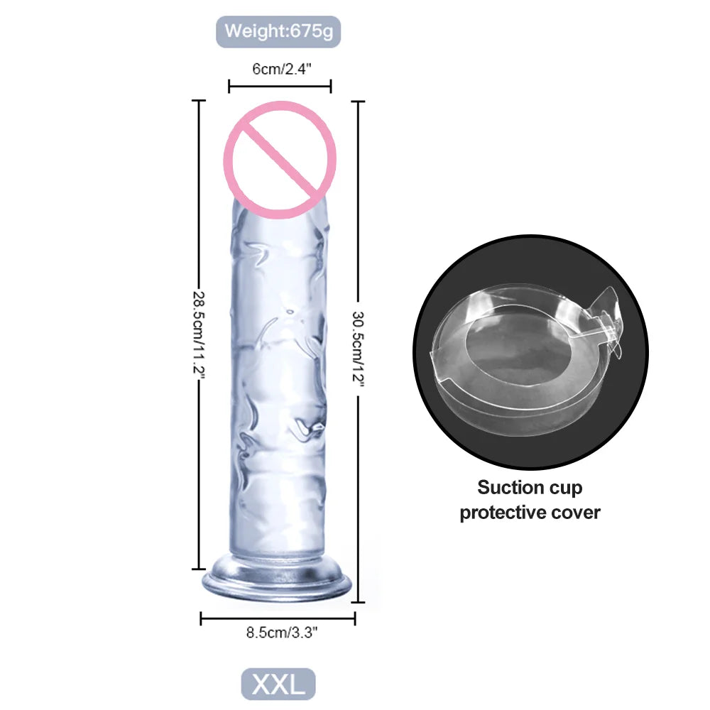 Big Jelly Dildo Realistic Crystal Clear Dildo Suction Cup Huge Transparent Penis Dick Anal Sex Toys For Woman Lesbian Adult