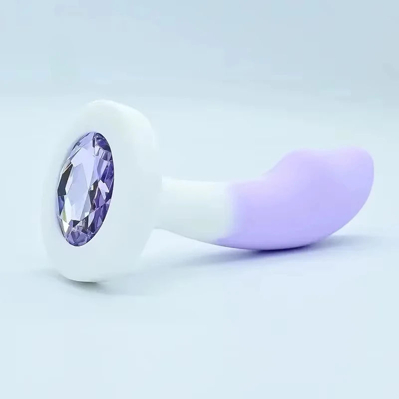 Butt Plug Silicone Rubber 3 Sizes Crystal Gemstone Base Anal Plug BDSM Prostate Massager Masturbation Adult Sexy Tоy for Women