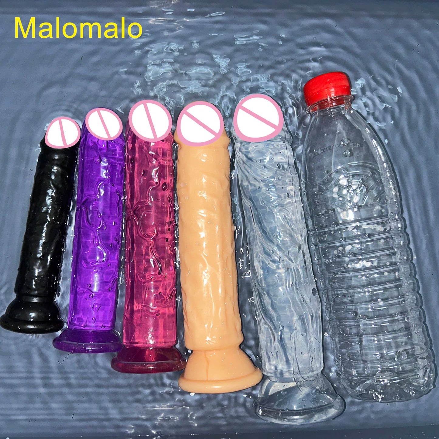 Malomalo Dildo Transparent Ventouse 5 Couleurs - Étanche